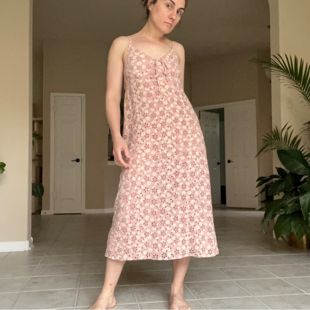 nwt American Eagle Floral Eyelet Midi Babydoll Sun Dress, size M